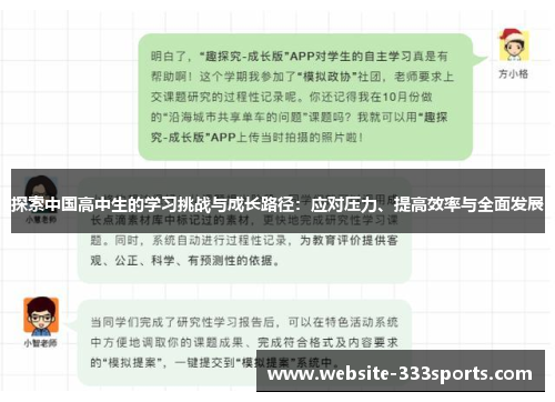 探索中国高中生的学习挑战与成长路径：应对压力、提高效率与全面发展
